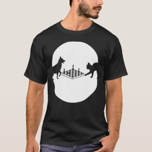 Camiseta Jogo do Conselho do Jogador de Xadrez vs. Gato do