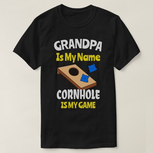 Camiseta Jogo Engraçado do Cornhole Vovô Cego Hole (Frente do Design)