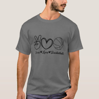 Camiseta Jogo Entusiasta de Basquete de Paz Com Amor