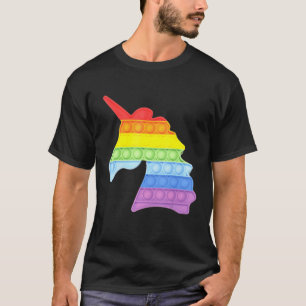 Camiseta Jogo Fidget pop Jogo Unicórnio Arco-Íris Colorid