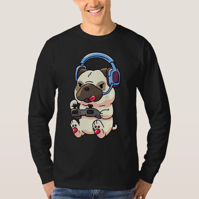 Camiseta Jogo Gamer Pug Gaming Pugs Vídeo (Frente)