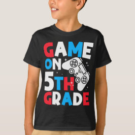 Camiseta Jogo Iniciado 5º Ano Menino Engraçado de Aniversár