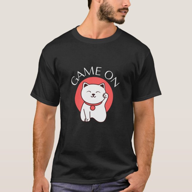 Camiseta Jogo Japonês sobre Charme de Gato - Boa Jogada (Frente)