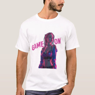 Camiseta Jogo Ligado Garota Gamer Neon