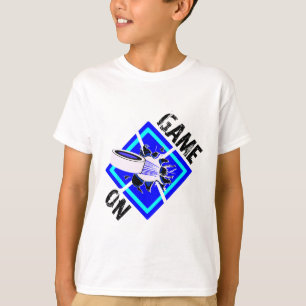 Camiseta Jogo ligado-rachas de hóquei no gelo e puck com P