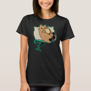 Camiseta Jogo Nerdy Gamer Cat Comendo Tacos Pausa
