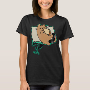 Camiseta Jogo Nerdy Gamer Cat Comendo Tacos Pausa