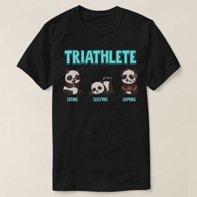 Camiseta Jogo Panda Triathlete Coma Jogo do Sono (Frente do Design)