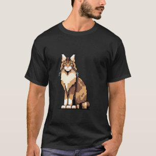 Camiseta Jogo Retro de Estilo 32-bit Arte Pixel de Gato Mai