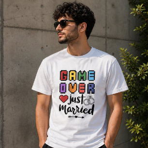 Camiseta Jogo Retro Pixel Game Over Casamento Amor