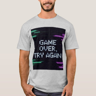 Camiseta Jogo Retroativo Sobre Camisa-T - Pai Jogador Azul