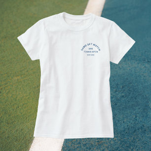 Camiseta Jogo Set Correspondência Crista Azul Ténis Feminin