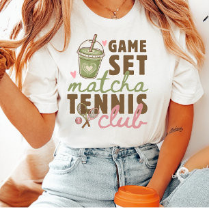 Camiseta Jogo Set Matcha Clube de Tênis Fofo Retro