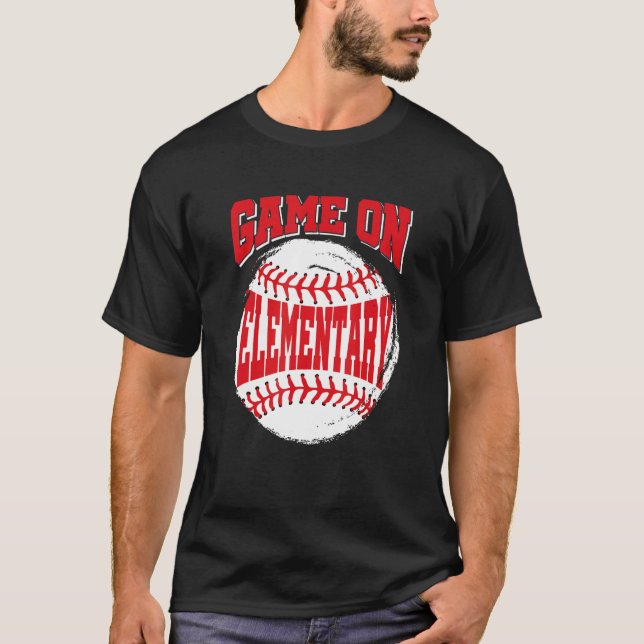 Camiseta Jogo Sobre Basebol Elementar De Volta À Escola 1 (Frente)
