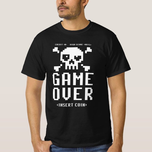 Camiseta Jogo sobre Inserção de Moedas para Jogador Retroat (Frente)