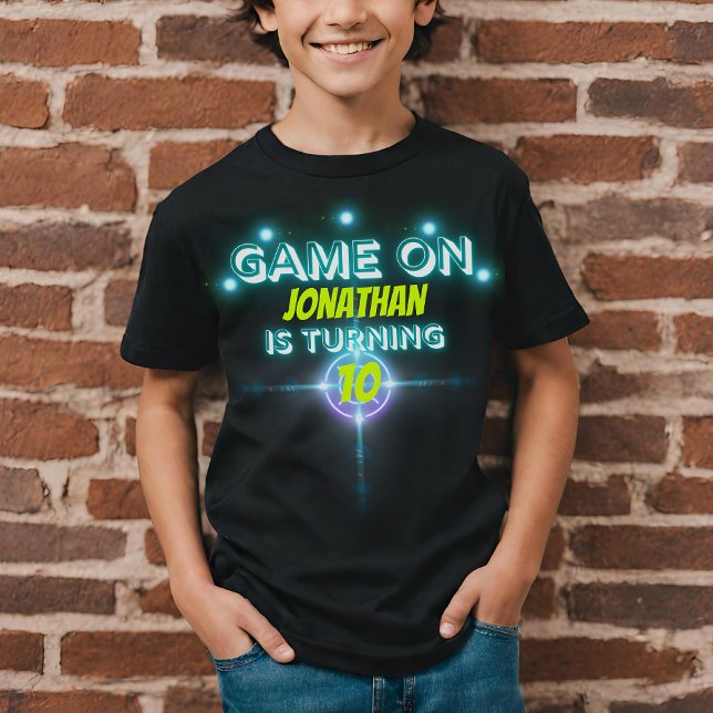 Camiseta Jogo Sobre Laser Tag Azul Neon Verde Brilhante Ani (Criador carregado)