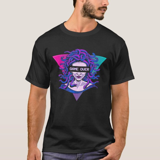 Camiseta Jogo Sobre Medusa Indie Alt Aestética Vaporwave Eb (Frente)