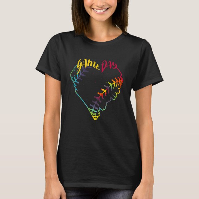 Camiseta Jogo Tie Dye Softball Heart Softball Baseball (Frente)