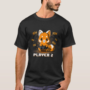 Camiseta Jogo Vermelho Panda Pew Jogo Jogo de Jogo Bastante