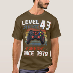 Camiseta Jogo Vídeo Nível 43 Desbloqueado Vintage 1979 Men