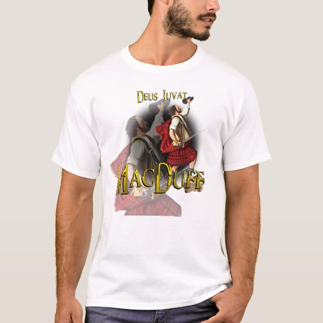 Camiseta Jogos das montanhas de MacDuff Deus Juvat do clã (Frente)