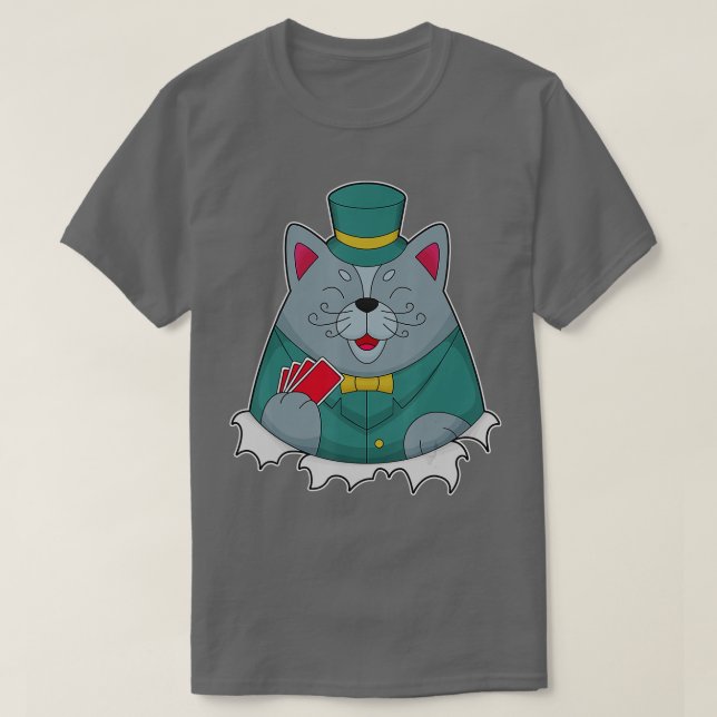 Camiseta Jogos de cartas de pôquer para gatos (Frente do Design)
