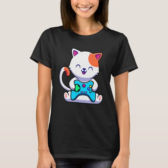 Camiseta Jogos de Cat com Console de Jogos (Frente)
