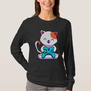 Camiseta Jogos de Cat com Console de Jogos