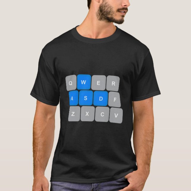 Camiseta Jogos De Computador Wasd Para Gamers De Pc Azul En (Frente)