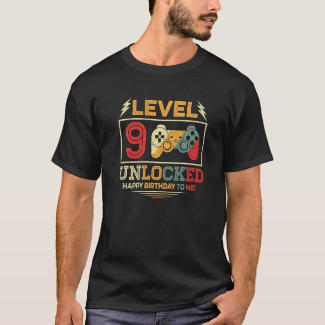 Camiseta Jogos de game de nível 9 Birthday Boy de 9 anos (Frente)