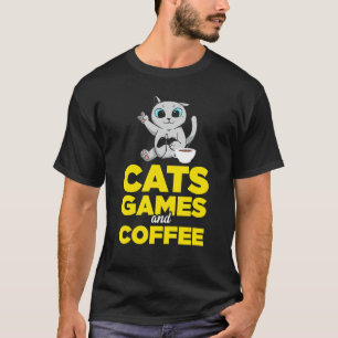 Camiseta Jogos De Gatos E Café