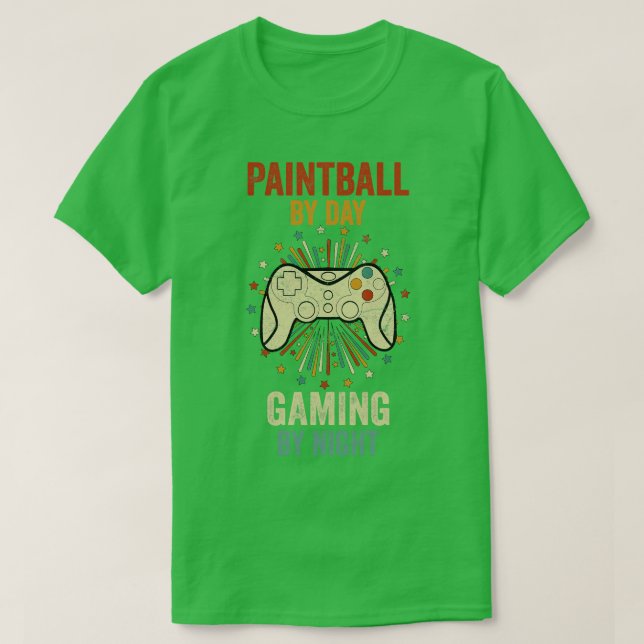 Camiseta Jogos De Paintball Por Dia À Noite (Frente do Design)