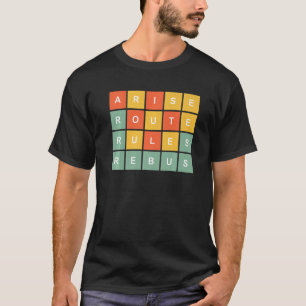 Camiseta Jogos de Palavras Retro Laranja Azul Amarelo Quadr