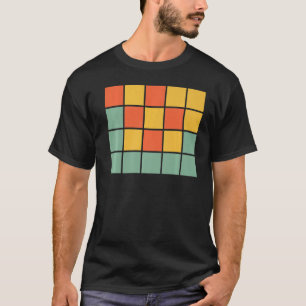 Camiseta Jogos De Palavras Retro Laranja Azul Amarelo Quadr