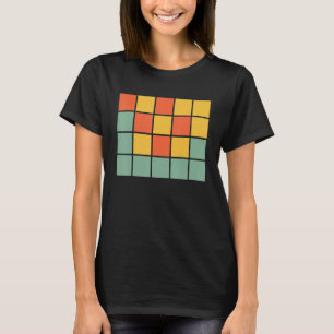 Camiseta Jogos De Palavras Retro Laranja Azul Amarelo Quadr