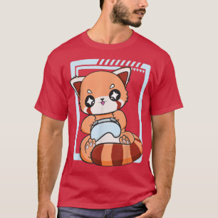 Camiseta Jogos de Panda Vermelha Jogando Vídeo Jogo em Love