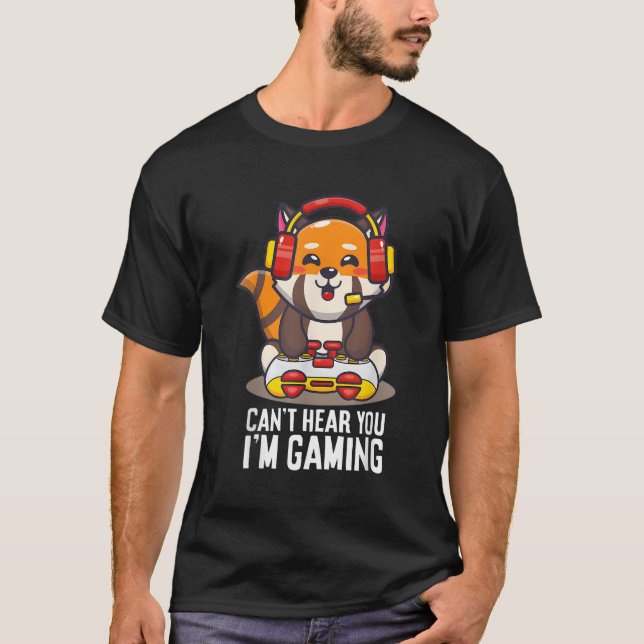 Camiseta Jogos De Panda Vermelha Não Conseguem Ouvir Você E (Frente)