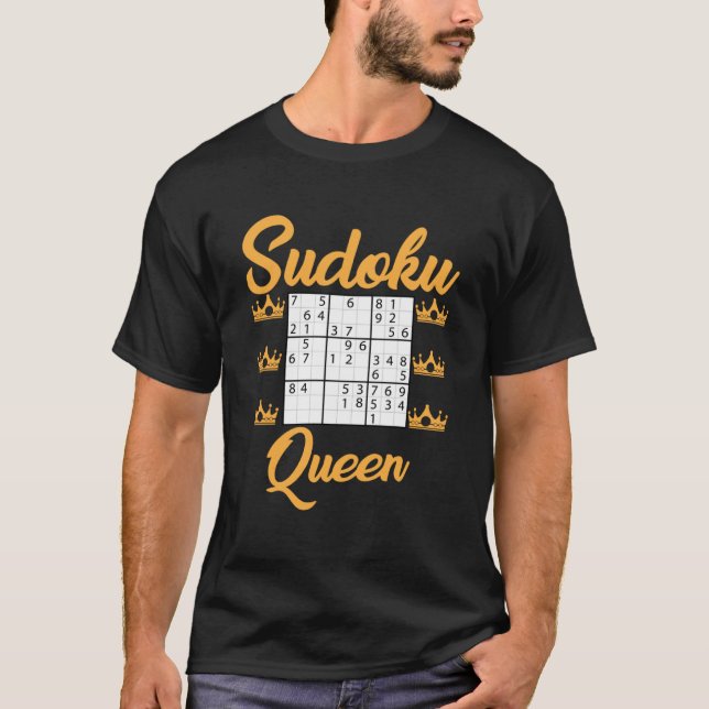 Camiseta Jogos De Quebra-cabeça Para Mulheres Sudoku Queen (Frente)