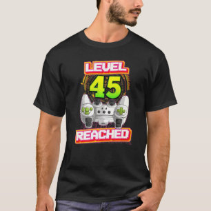 Camiseta Jogos de Vídeo de Aniversário do Nível 45 Alcançad