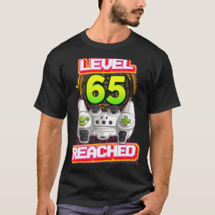 Camiseta Jogos de Vídeo de Aniversário do Nível 65 Alcançad