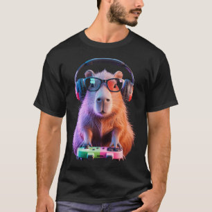 Camiseta Jogos de Vídeo de Capivara Fofa Capivara Gamer Jog