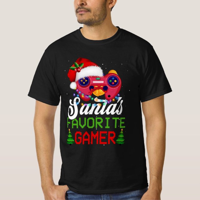 Camiseta Jogos de Vídeo de Natal Papais noeis Favoritos (Frente)