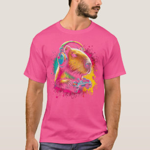 Camiseta Jogos de Vídeo Divertidos de Roedores Capivara Mai