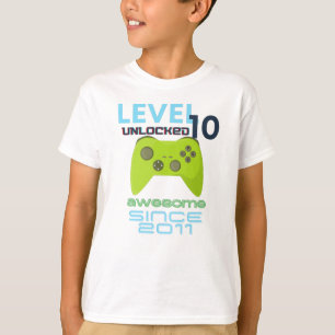 Camiseta Jogos de Vídeo do Nível 10 Desbloqueados Incrív