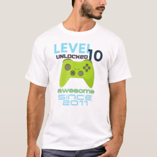 Camiseta Jogos de Vídeo do Nível 10 Desbloqueados Incrív