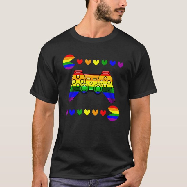 Camiseta Jogos de Vídeo Lgbt Q Ally Prim Flag Gamer 1 (Frente)