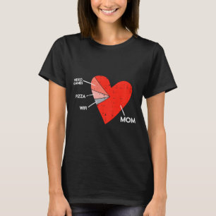 Camiseta Jogos de Vídeo para Crianças Pizza Wifi Mãe Coraçã