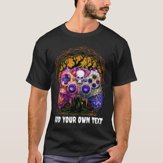 Camiseta Jogos do Dia das Bruxas, Controladora Spooky, Game (Frente)