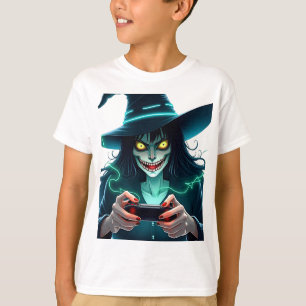 Camiseta Jogos do Halloween PlayStation - Spooky PS5 Witch 