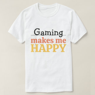 Camiseta Jogos Me Fazem Feliz Citação Vibrante Moderno Game
